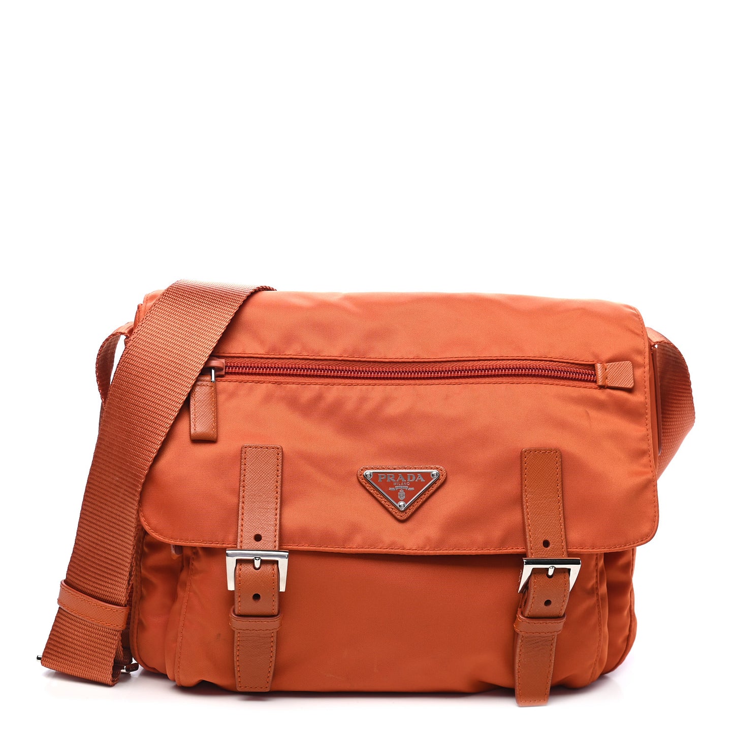 Tessuto Nylon Saffiano Messenger Bag Papaya