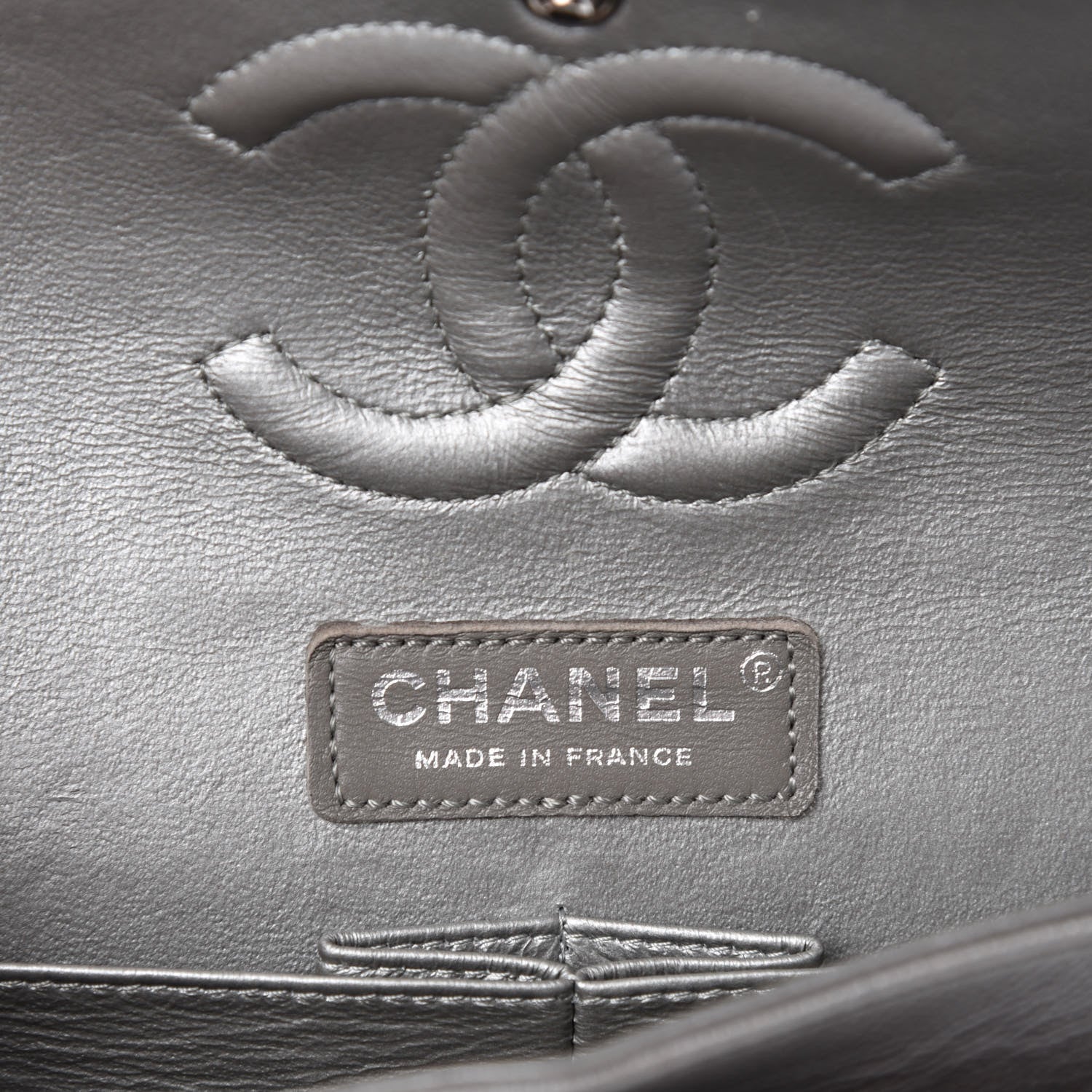 Chanel Metallic Caviar Chevron Quilted Medium Double Flap Silver 10 of 12
