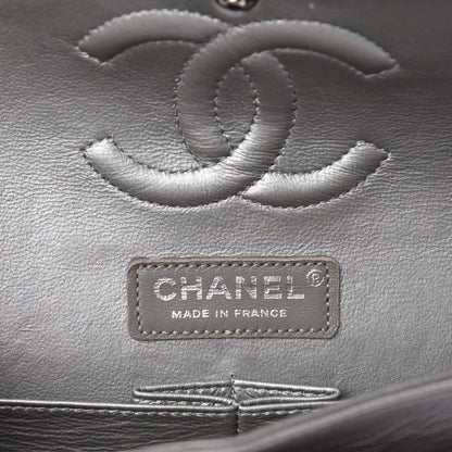 Chanel Metallic Caviar Chevron Quilted Medium Double Flap Silver 10 of 12