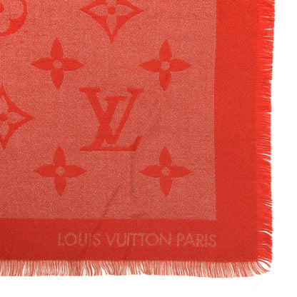 Louis Vuitton Cashmere Silk Monogram Giant Shawl Red 2 of 3