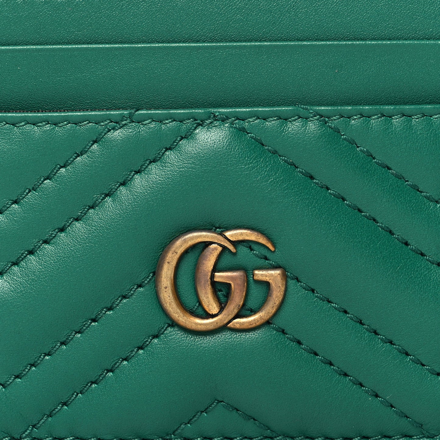 Calfskin Matelasse GG Marmont Card Holder Emerald Green