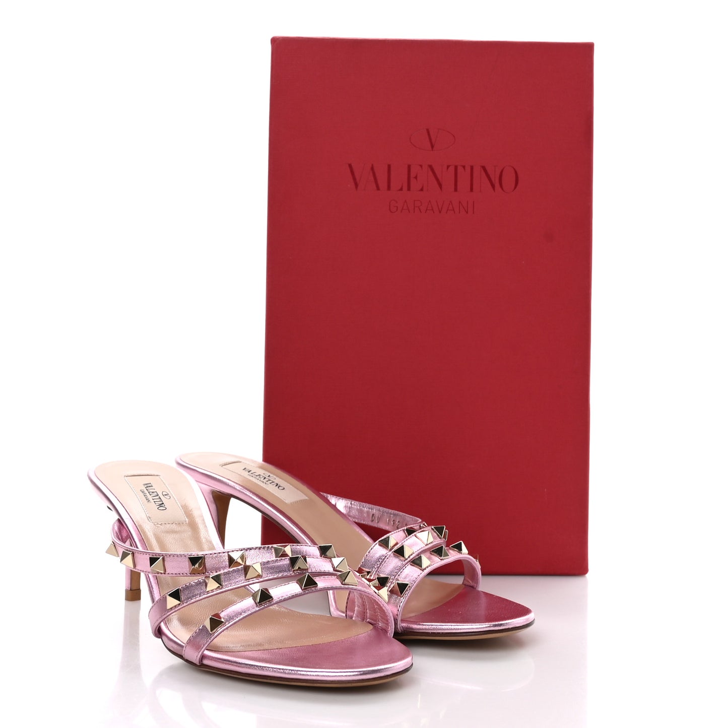 Metallic Nappa Rockstud 60mm Slide Sandals 38.5 Giacinto