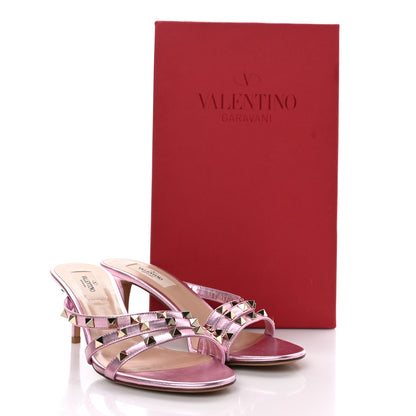 Valentino Garavani Metallic Nappa Rockstud 60mm Slide Sandals 38.5 Giacinto 2 of 9