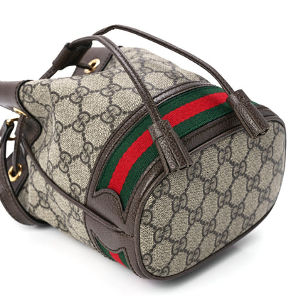 Gucci GG Supreme Monogram Web Mini Ophidia Bucket Bag Brown 10 of 11
