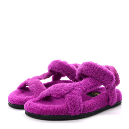 Fendi Shearling FF Fendi Feel Sandals 38 Bouganville 3 of 8