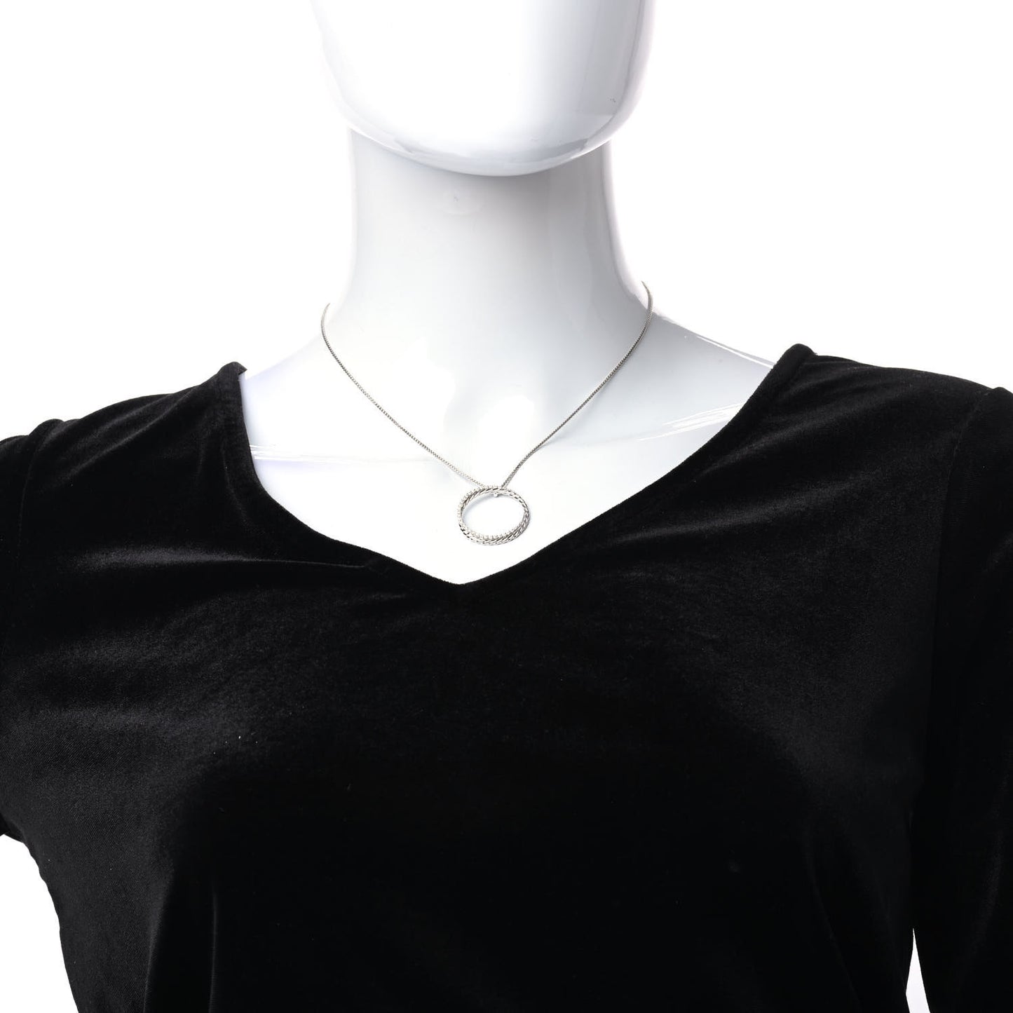 Sterling Silver Diamond Crossover Circle Pendant Necklace