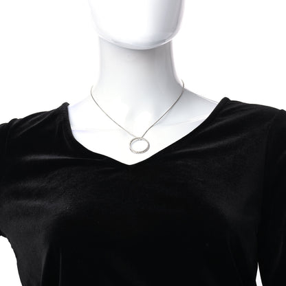 David Yurman Sterling Silver Diamond Crossover Circle Pendant Necklace 2 of 5