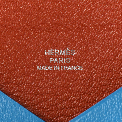 Hermes Chevre Mysore Verso Calvi Card Case Bleu Frida Cuivre 6 of 7