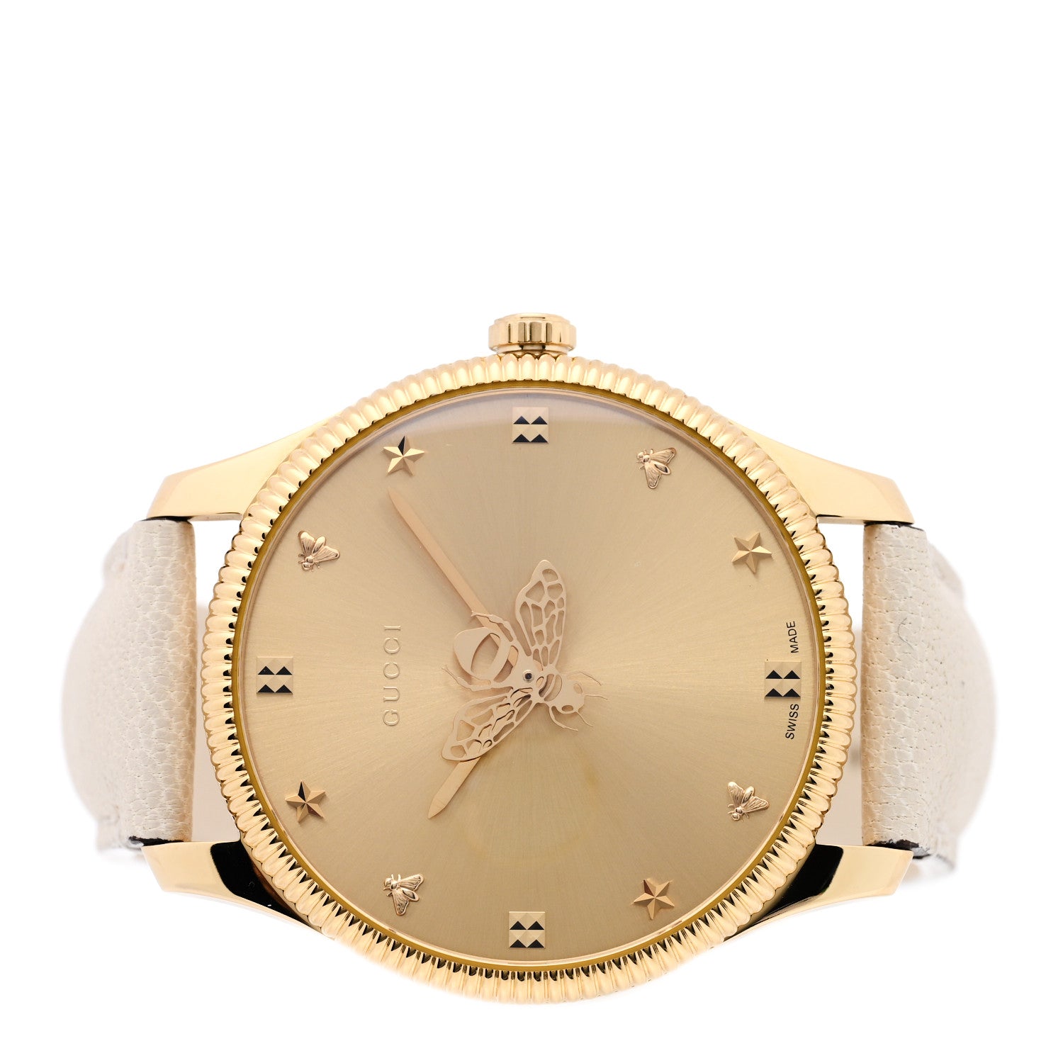 Gucci Stainless Steel Calfskin 36mm G-Timeless Bee Quartz Watch White 2 of 4