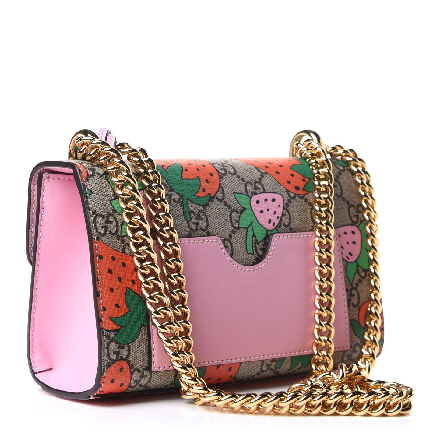 GG Supreme Monogram Strawberry Small Padlock Shoulder Bag