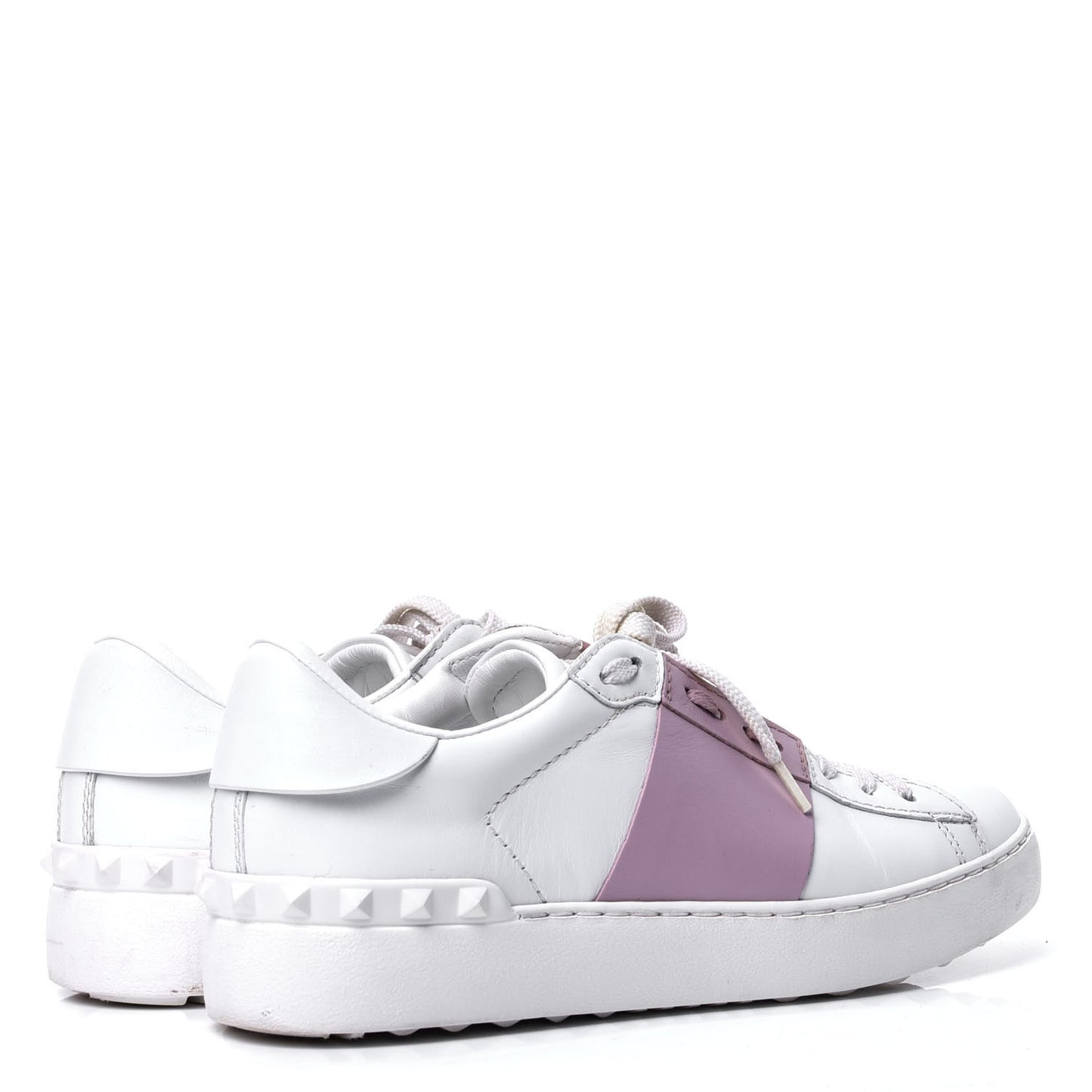 Calfskin Rockstud Open Sneakers 36.5 White Lipstick