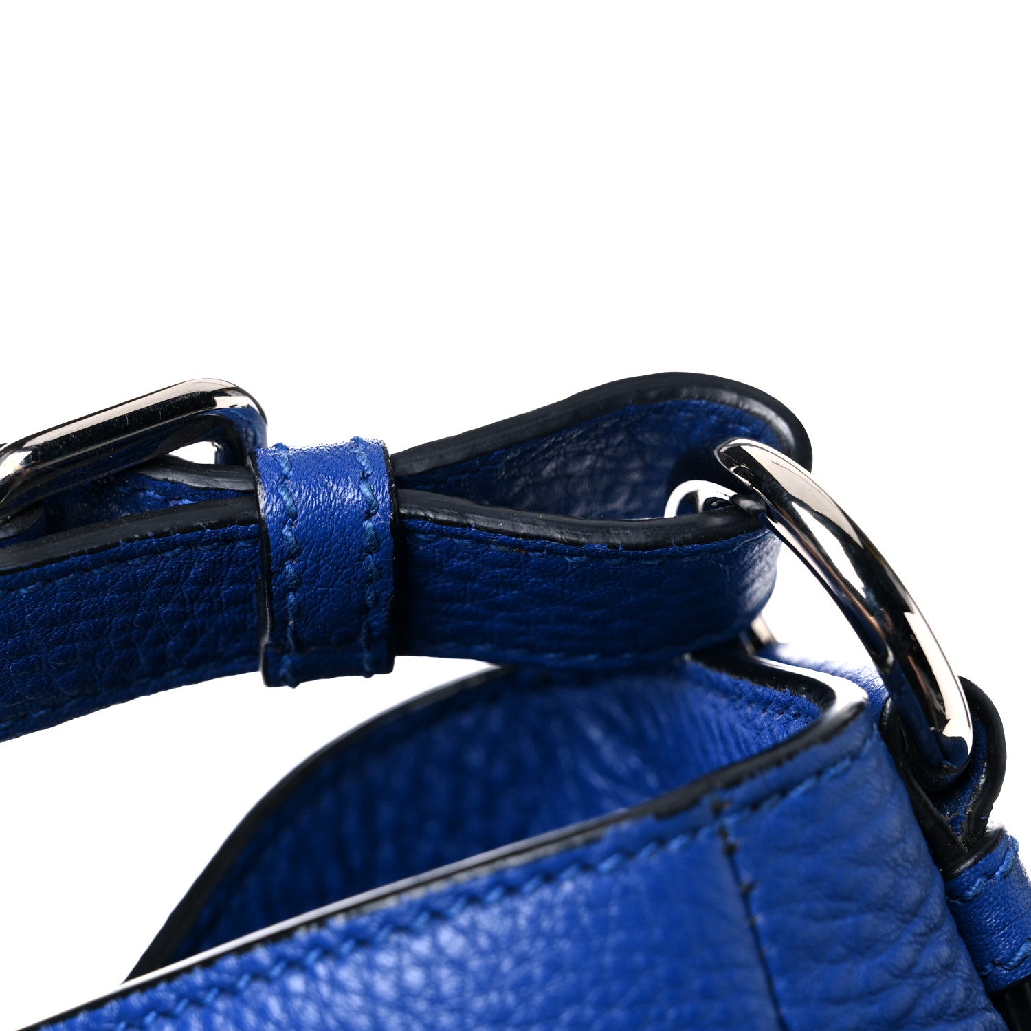 Prada Vitello Daino Side Pocket Hobo Azzurro 15 of 16