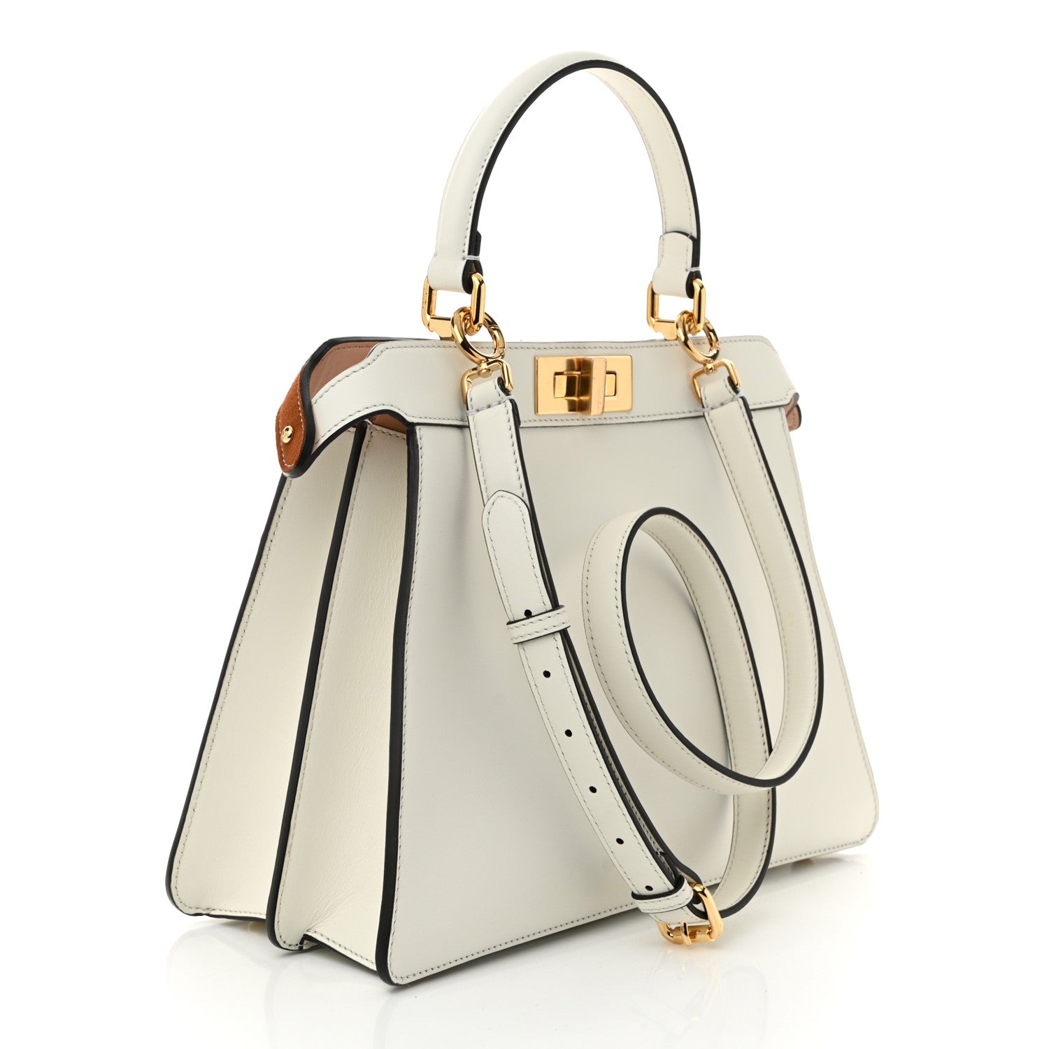 Fendi Vitello Seta Chamois Stocking Girl Inlay Medium Peekaboo I SEE U Satchel White Ice Multicolor 3 of 10