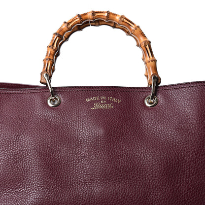 Gucci Calfskin Large Bamboo Shopper Tote Burgundy 8 of 11