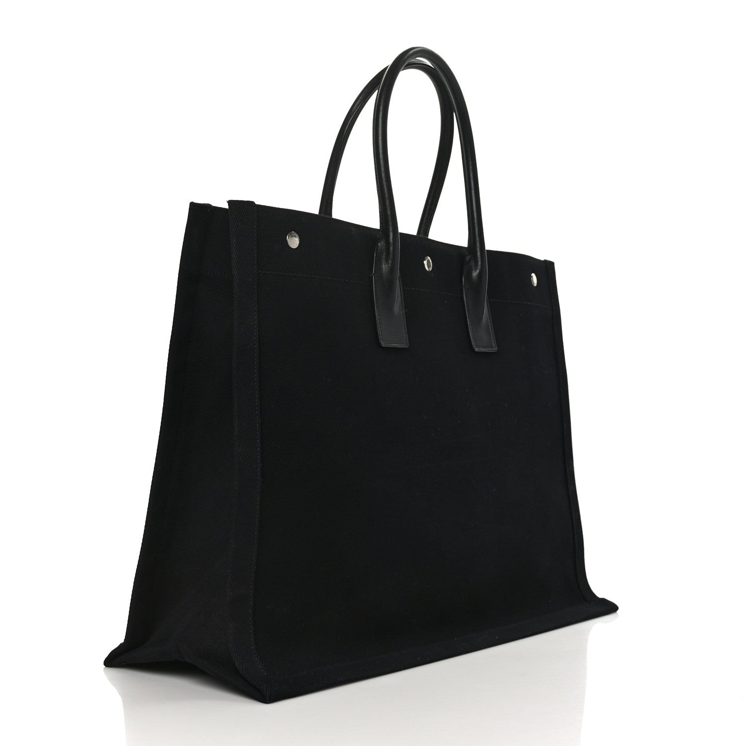 Saint Laurent Linen Calfskin Rive Gauche Tote Black 3 of 9