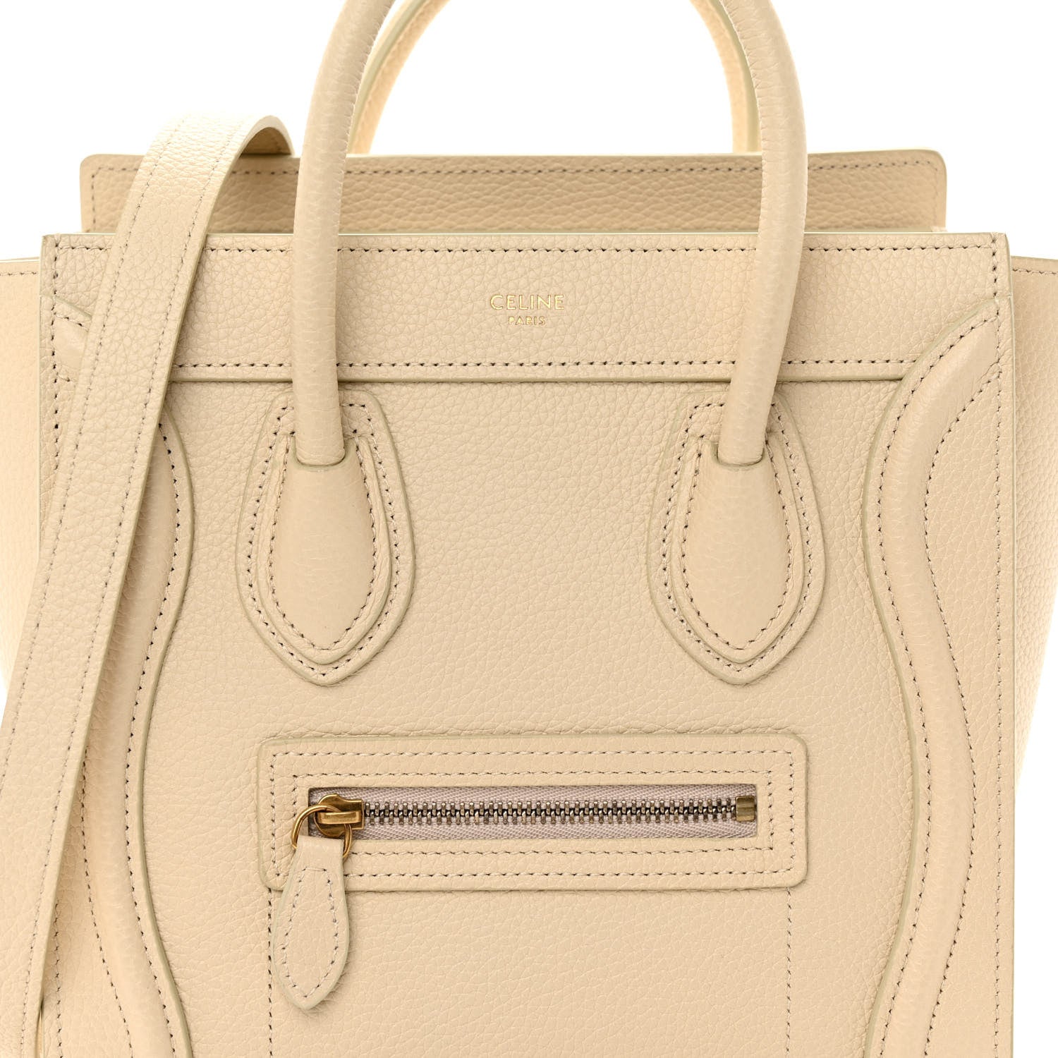 Celine Drummed Calfskin Nano Luggage Ivory 9 of 11
