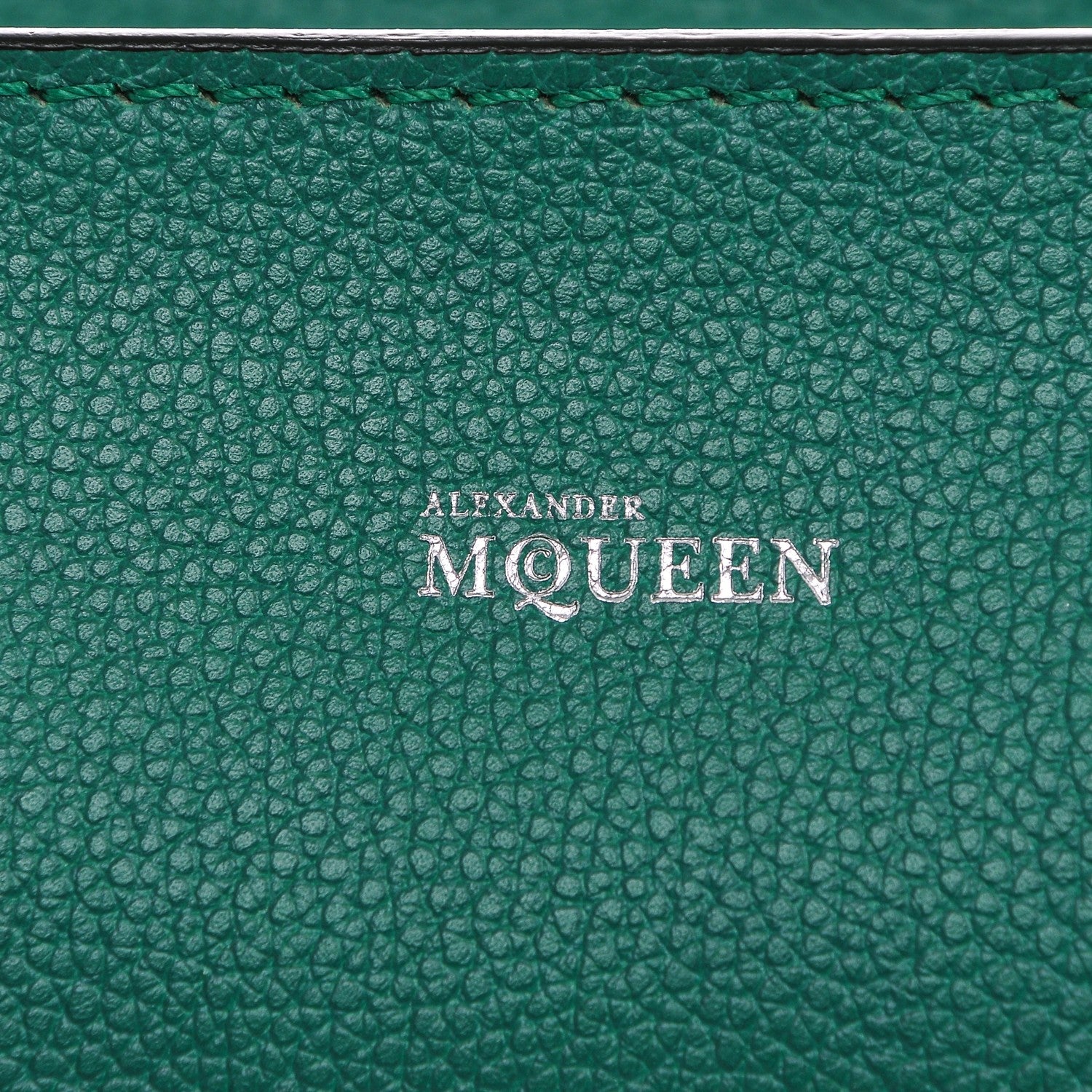 Alexander McQueen Pebbled Calfskin Large Skull Padlock Zip Around Tote Emerald 6 of 10