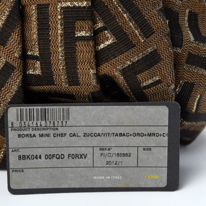 Fendi Zucca Vitello Mini Chef Hobo Tobacco Oro Moro 10 of 11