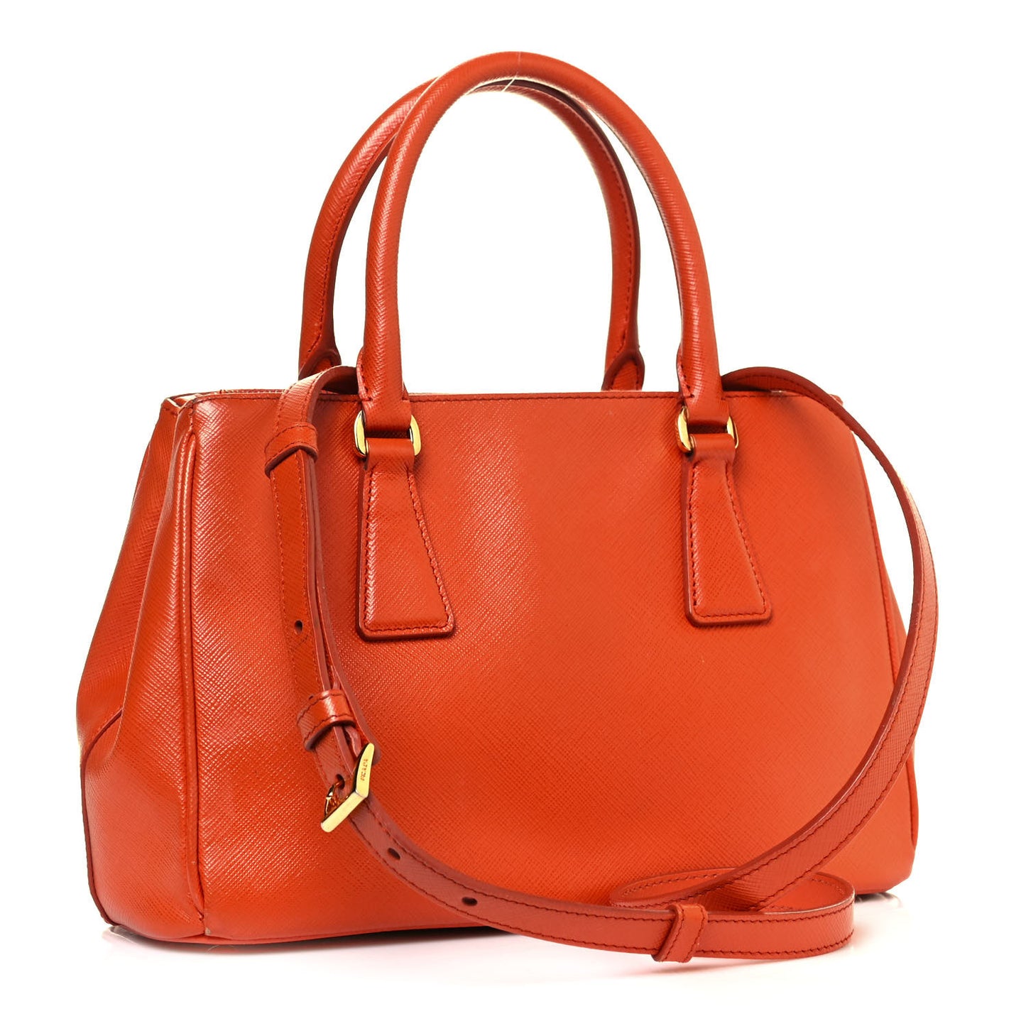 Saffiano Small Galleria Double Zip Tote Papaya