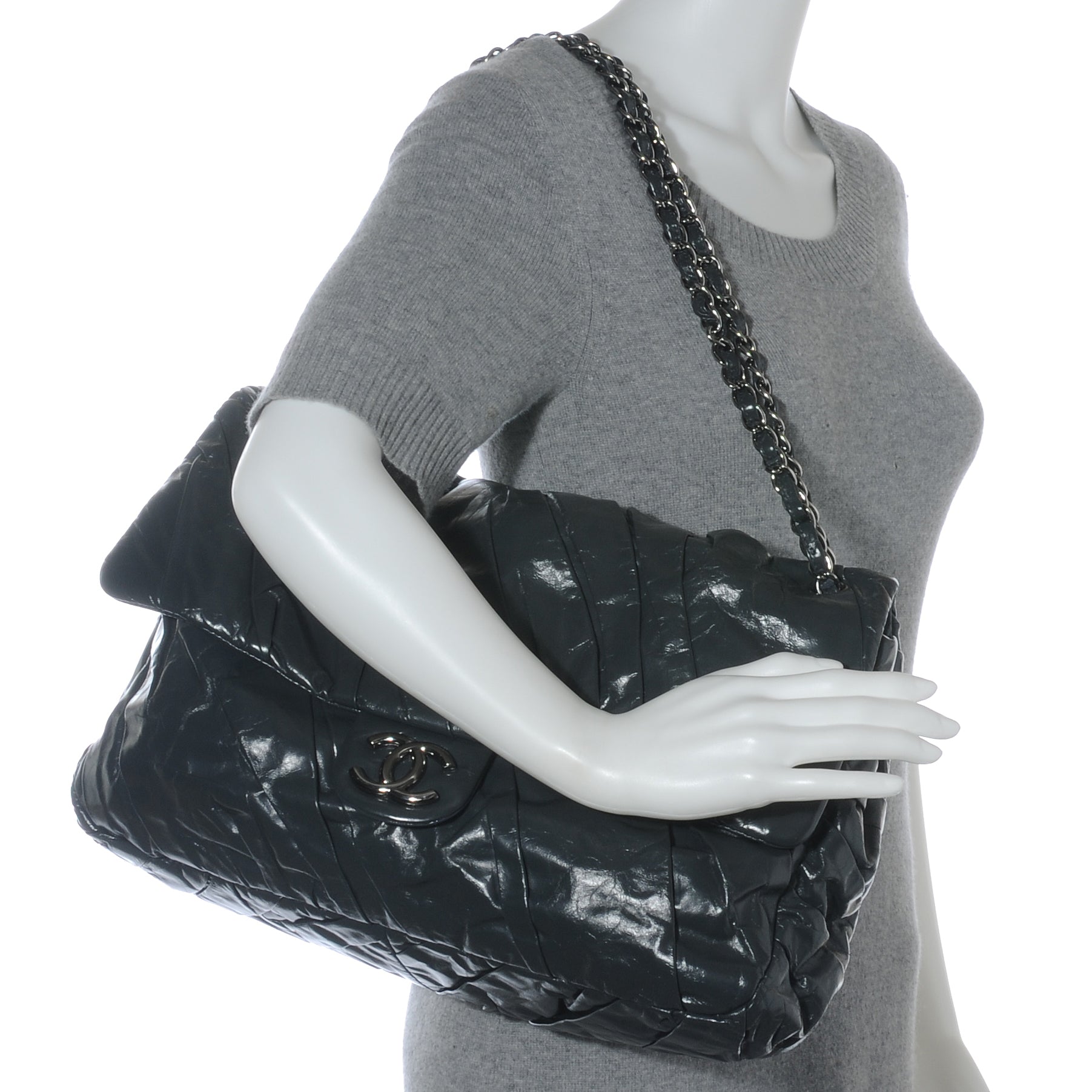 Chanel Glazed Calfskin Twisted Maxi Flap Grey 2 of 7