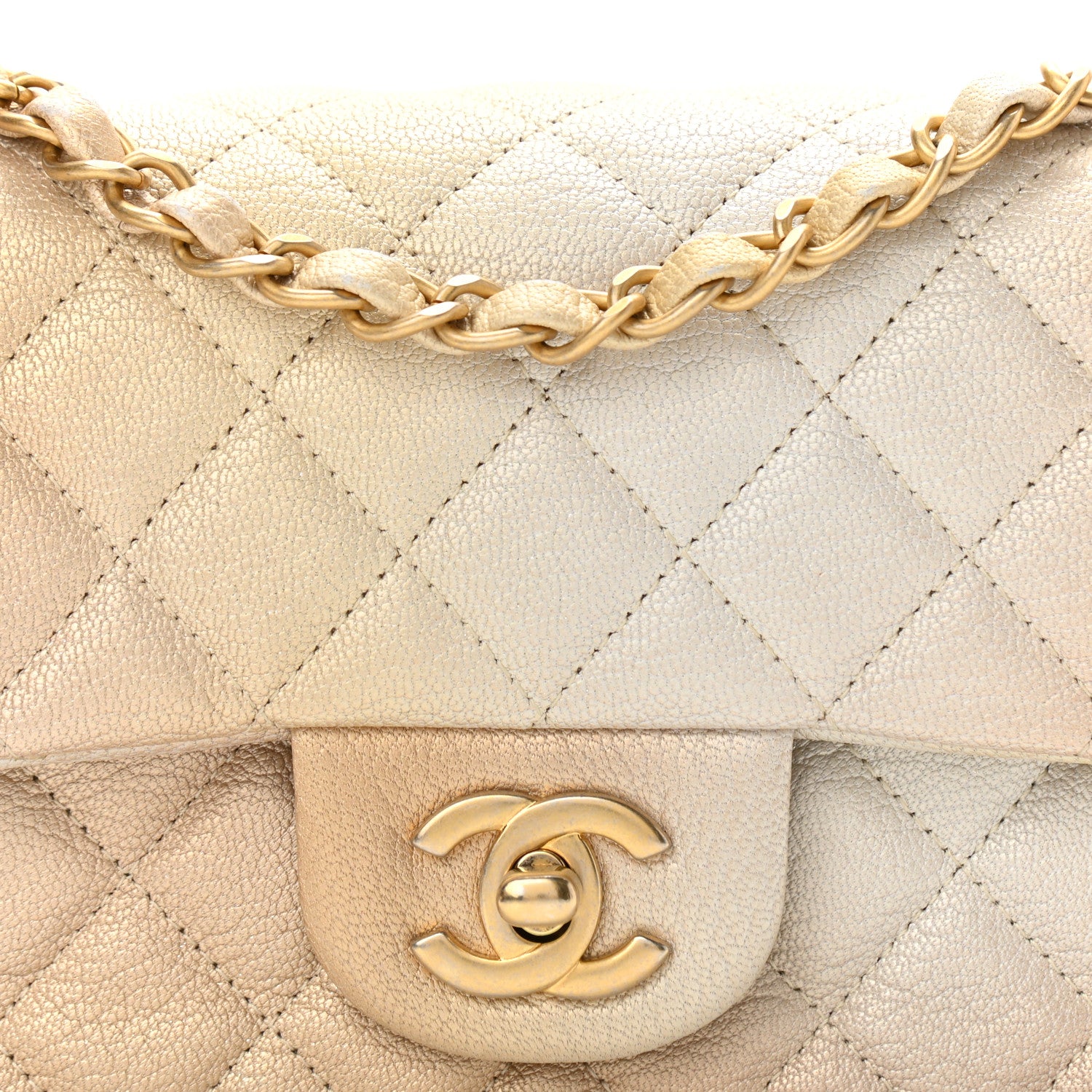 Chanel Metallic Goatskin Quilted Mini Rectangular Flap Gold 8 of 11