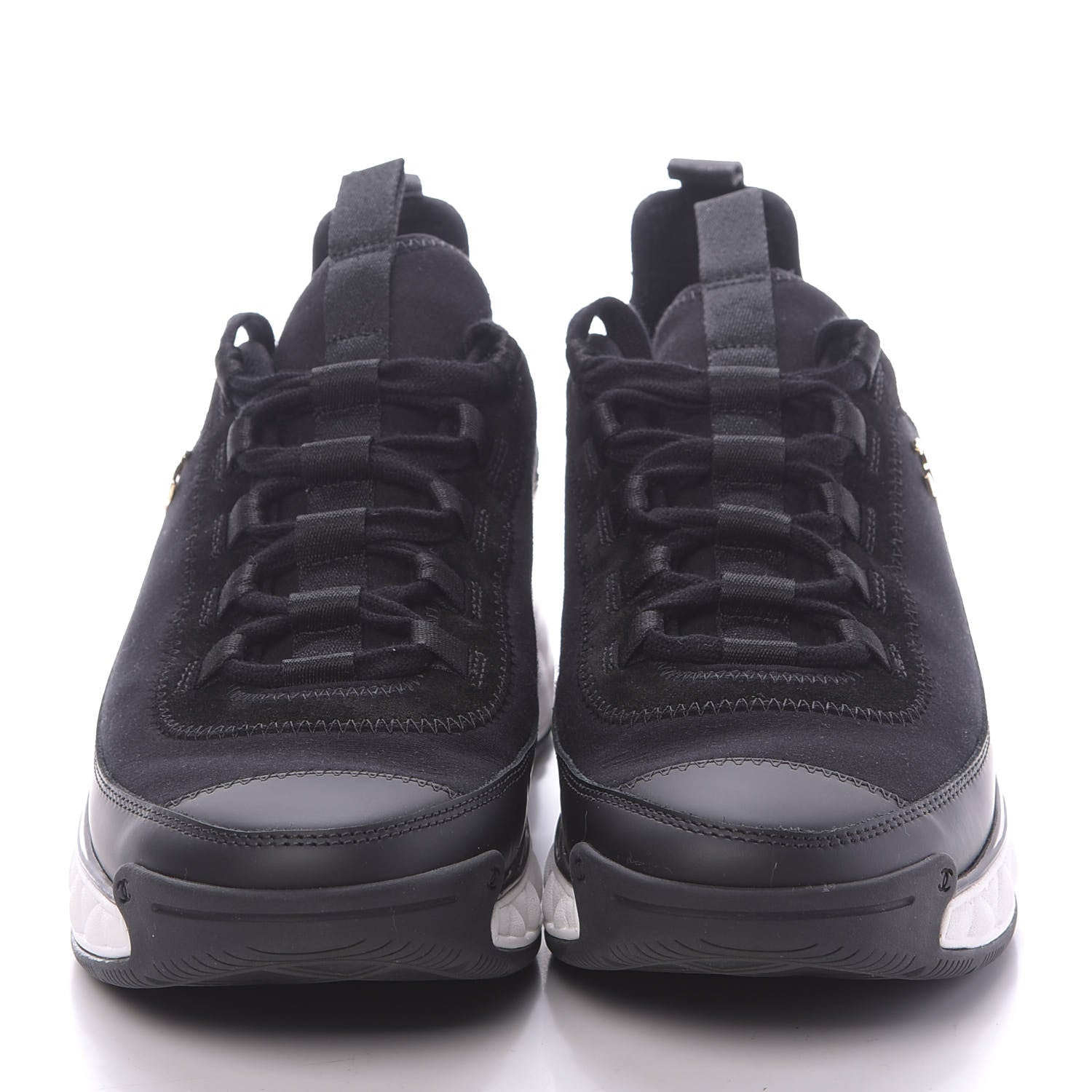 Chanel Velvet Calfskin Mixed Fibers CC Sneakers 38.5 Black 2 of 10