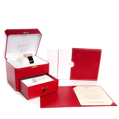 Cartier 18K Pink Gold Alligator Diamond Bezel 30mm Santos Dumont Quartz Watch 9 of 9