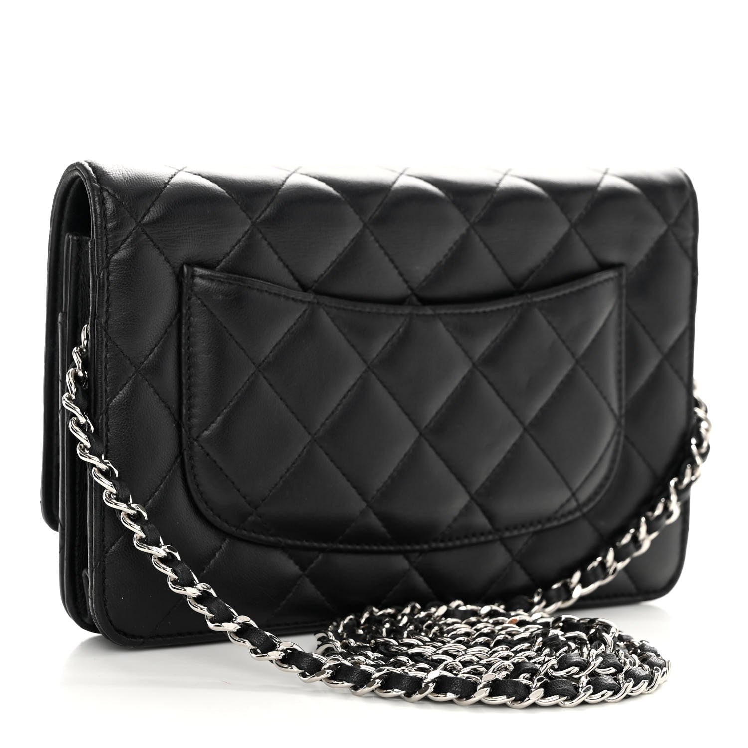 Chanel Lambskin Quilted Wallet On Chain WOC Black 3 of 12