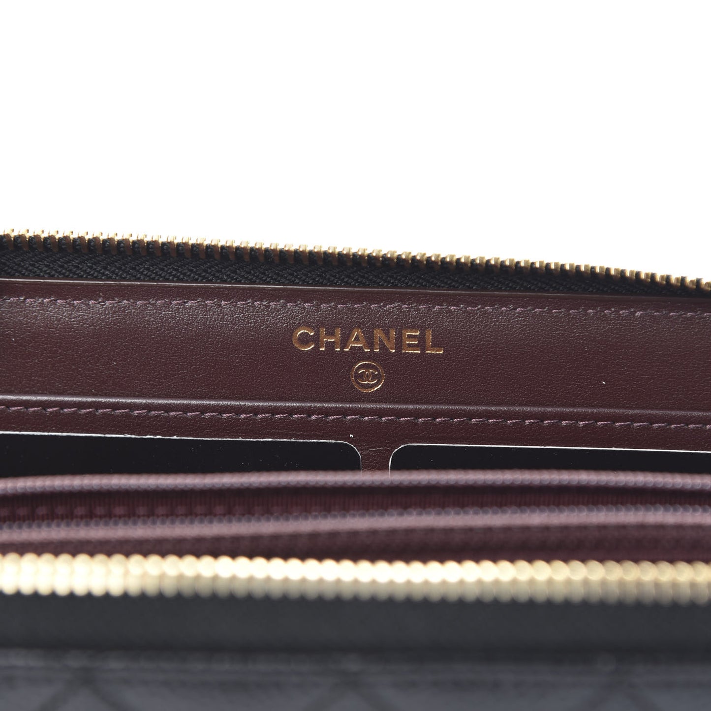 Caviar Quilted Large Gusset Zip Around Wallet Black