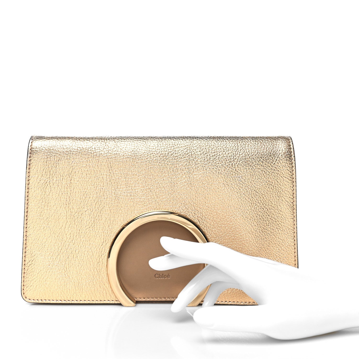 Chloe Metallic Grained Calfskin Gabrielle Gold Chestnut 2 of 15