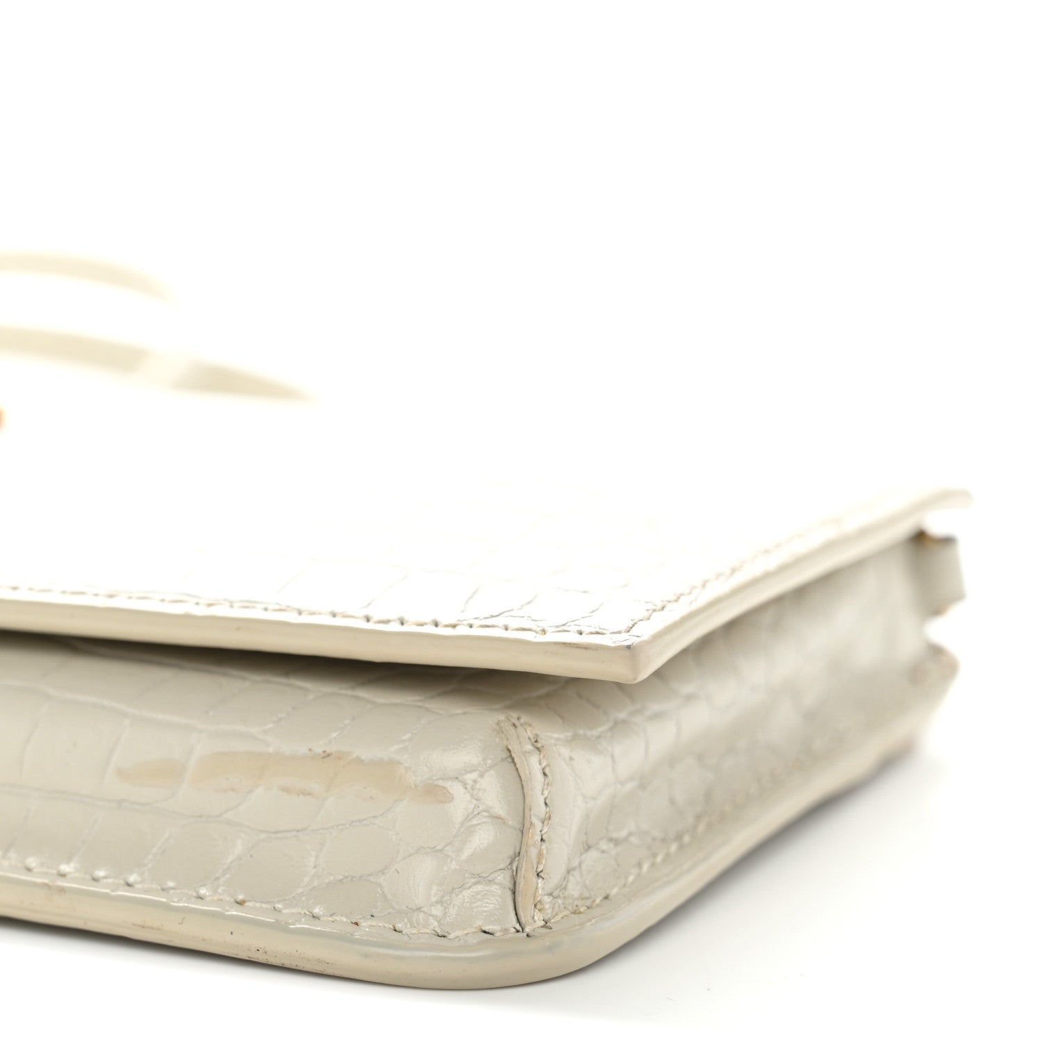 Saint Laurent Crocodile Embossed Monogram Phone Holder Crossbody Crema Soft 11 of 12