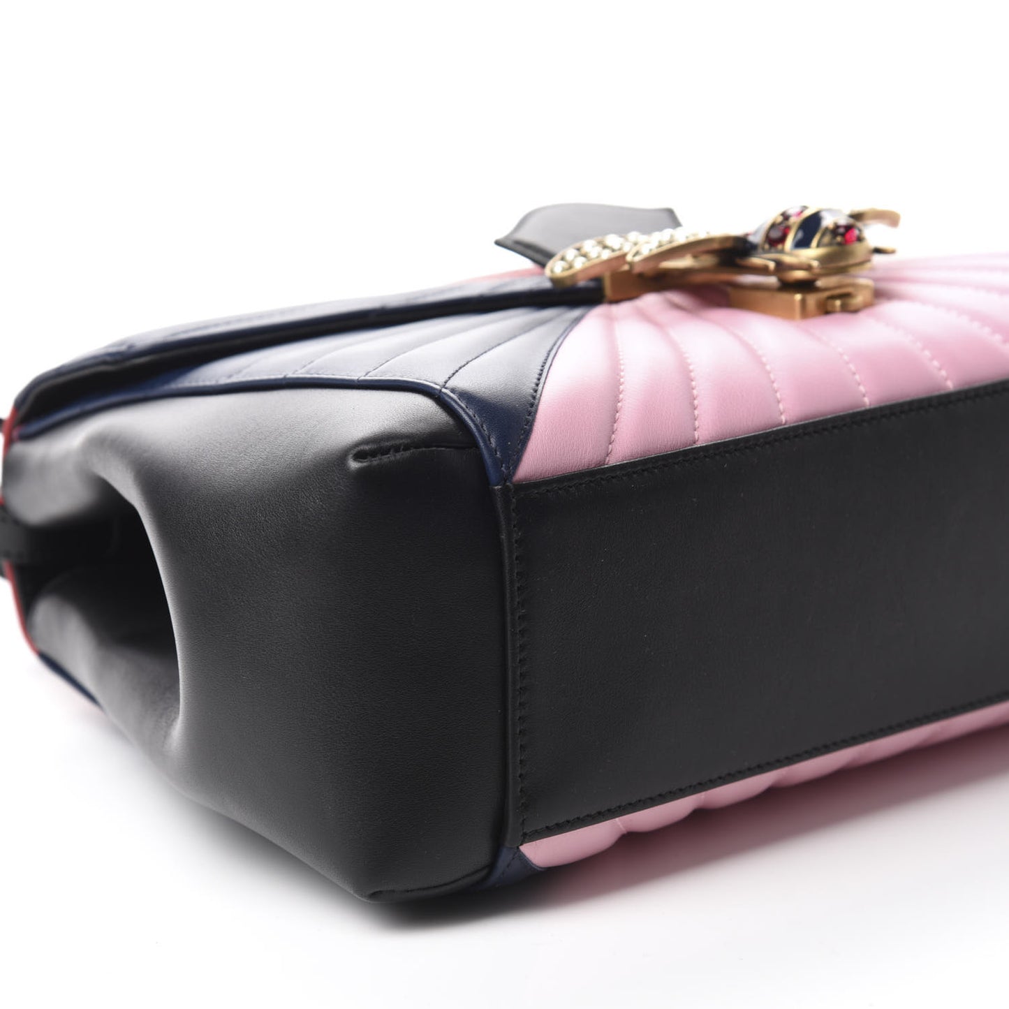Calfskin Bamboo Trapuntata Queen Margaret Top Handle Bag Blue Agata Hibiscus Red Mystic White Sugar Pink
