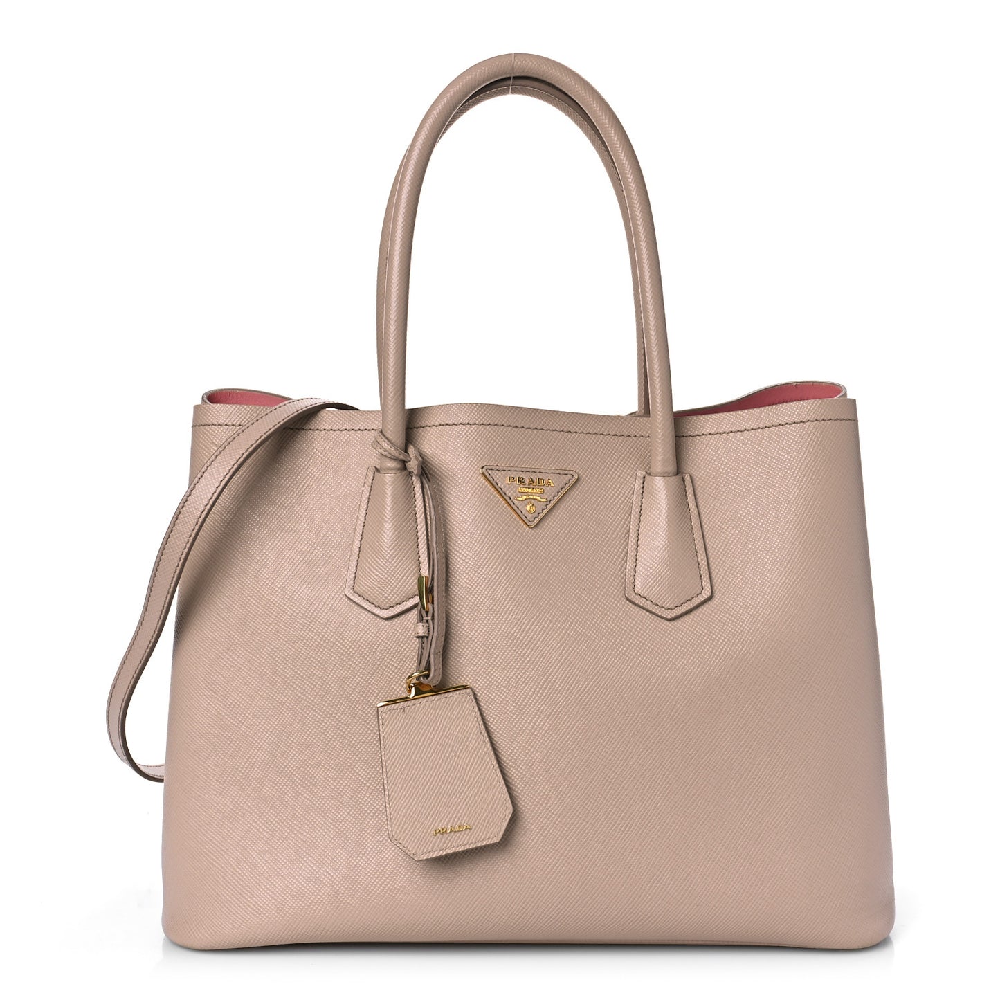 Saffiano Cuir Medium Double Bag Cammeo Rosa