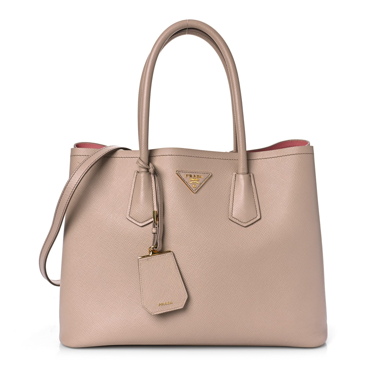 Prada Saffiano Cuir Medium Double Bag Cammeo Rosa 1 of 10