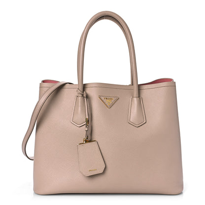 Prada Saffiano Cuir Medium Double Bag Cammeo Rosa 1 of 10