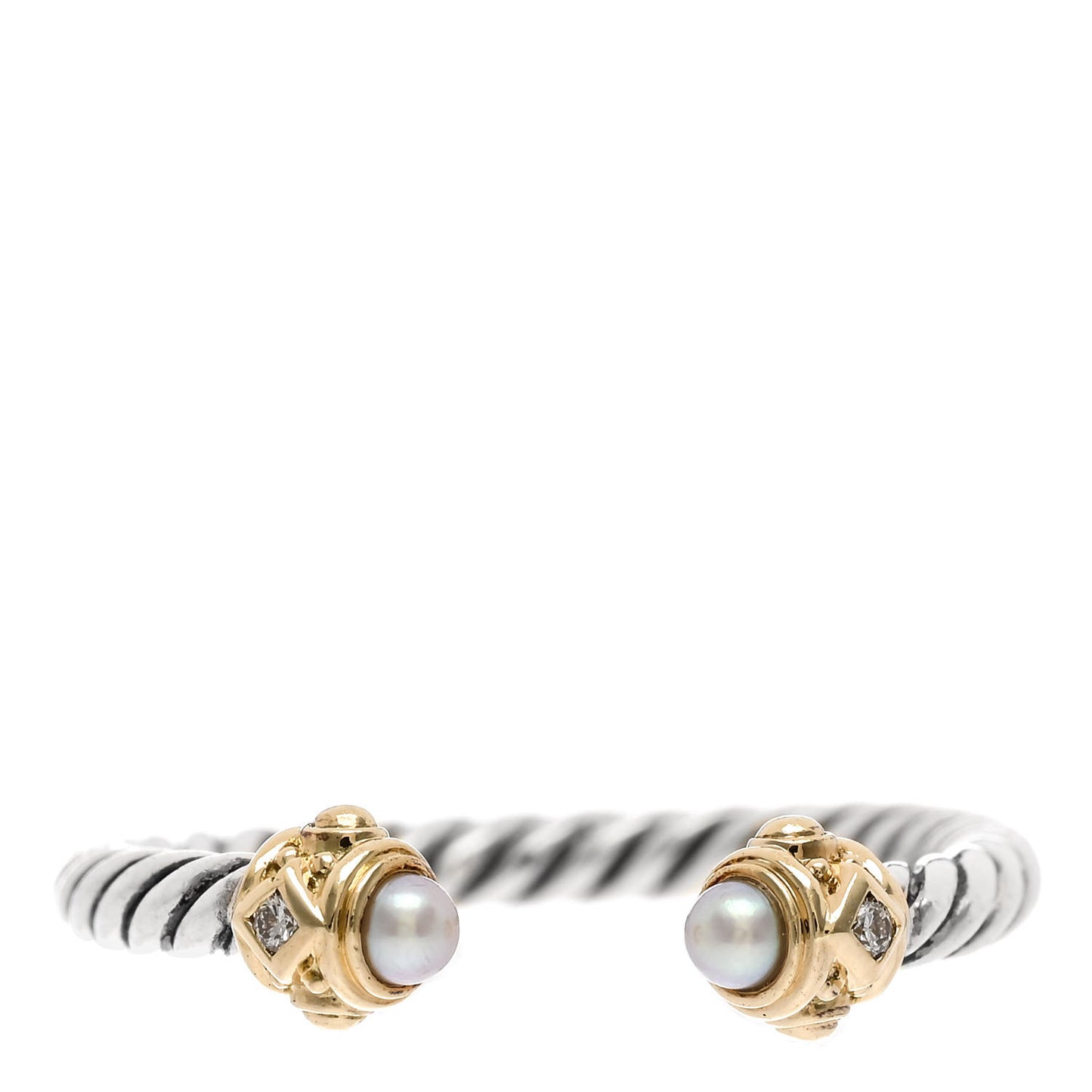 Sterling Silver 14K Yellow Gold Diamond Pearl Renaissance Ring 52 6