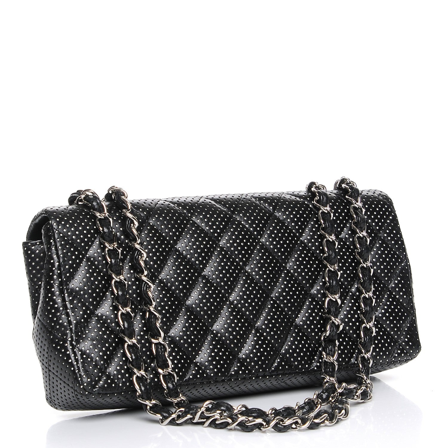Chanel Lambskin Perforated East West Flap Black 3 of 7