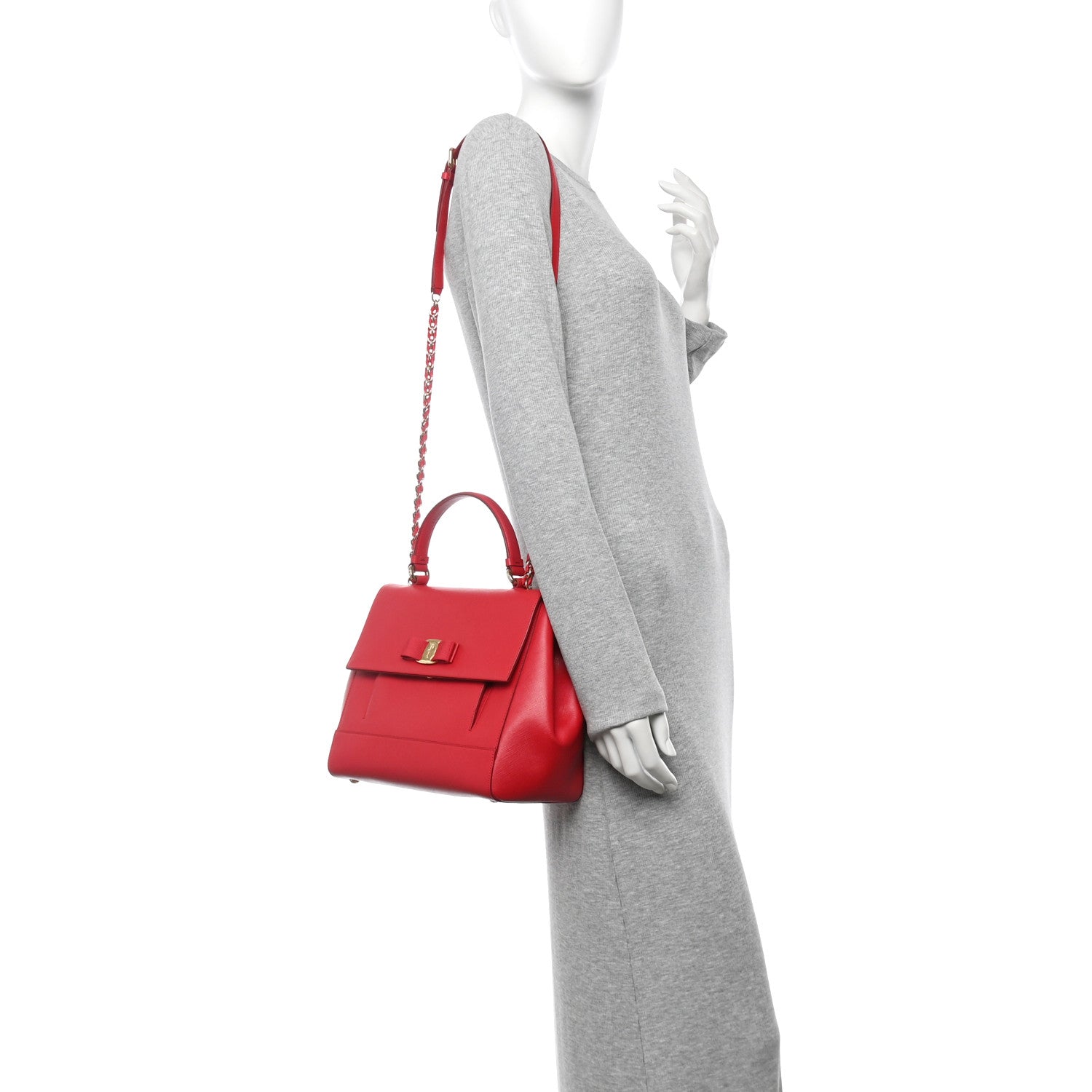 Salvatore Ferragamo Printed Calfskin Carrie O Chain Shoulder Bag Pamplona 2 of 13
