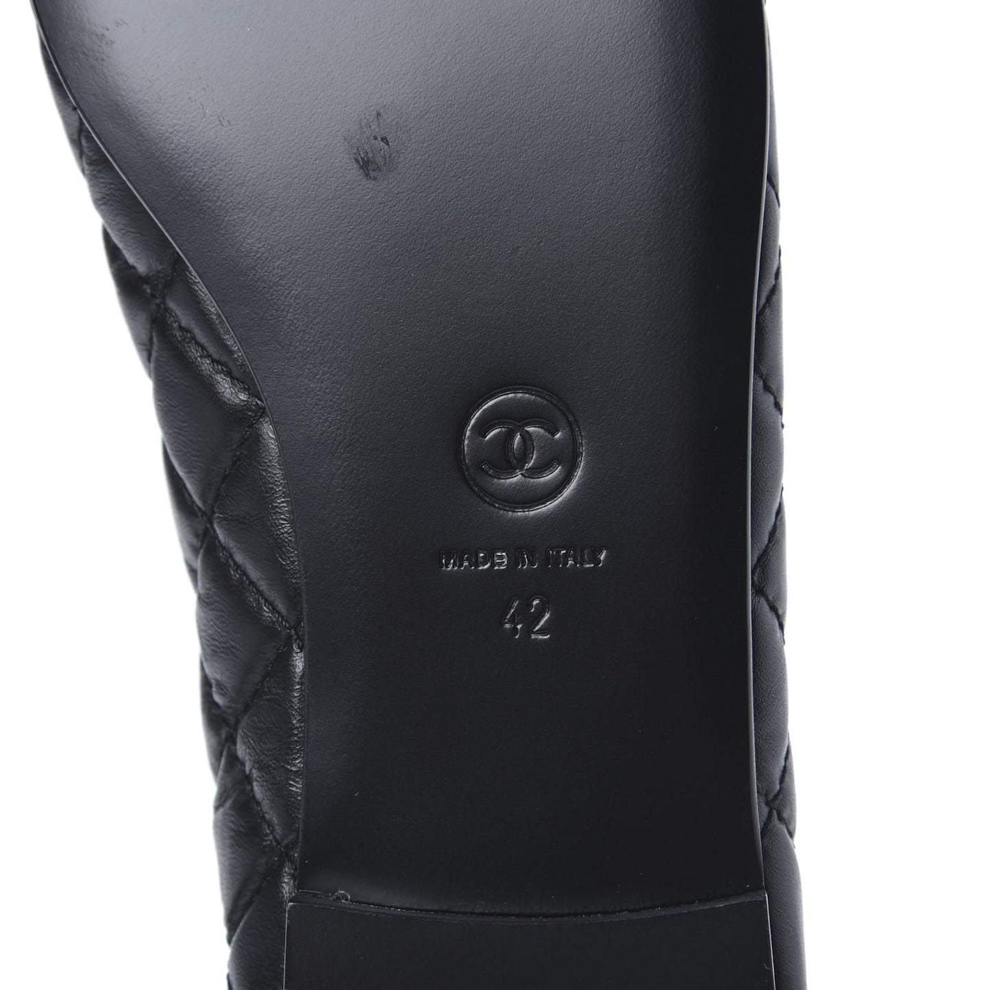 Aged Calfskin Quilted CC Cap Toe Ballerina Flats 42 Black