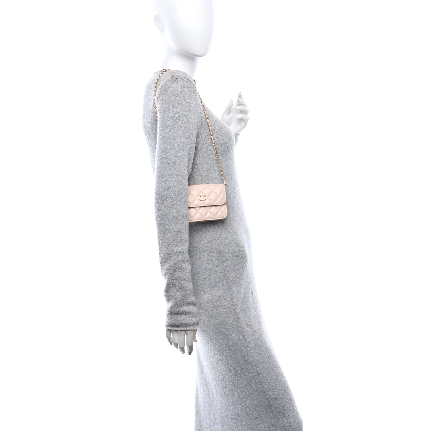 Chanel Lambskin Quilted Pearl Crush Clutch With Chain Light Pink 2 of 12