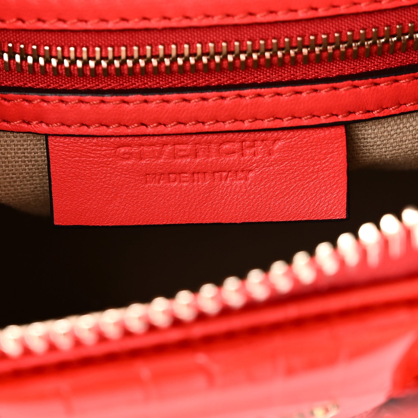Calfskin Crocodile Embossed Mini Antigona Red