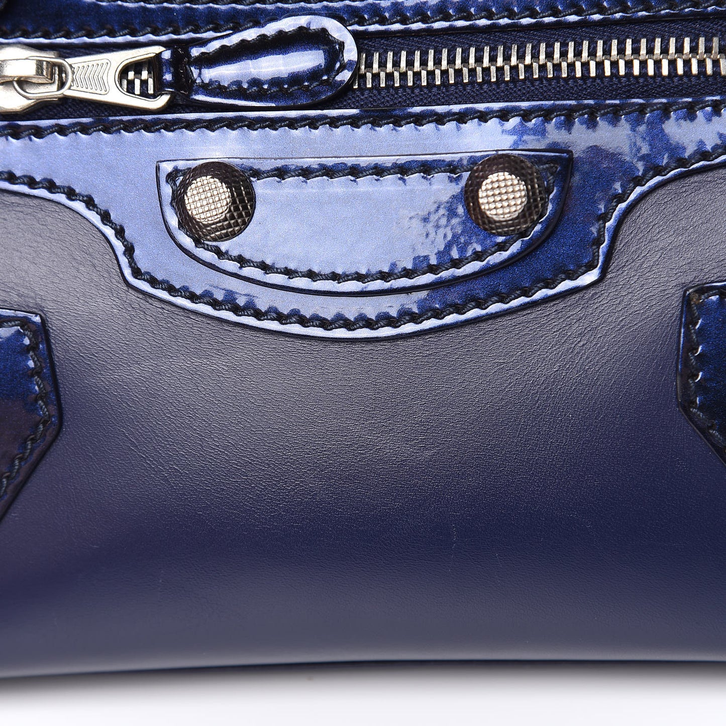 Smooth Calfskin Metallic Patent Giant 12 Silver Hardware Mini City Ultraviolet