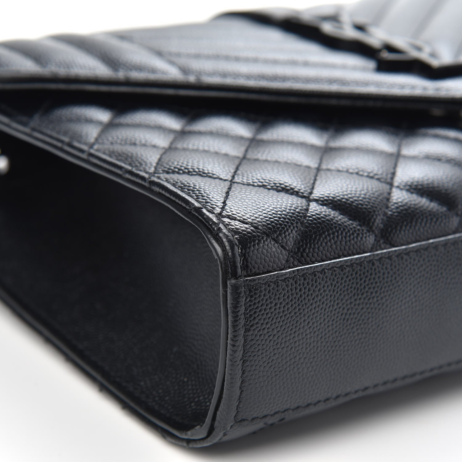 Saint Laurent Grain De Poudre Textured Mixed Matelasse Triquilt Medium Monogram Satchel Black 8 of 12