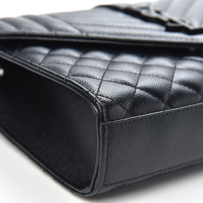 Saint Laurent Grain De Poudre Textured Mixed Matelasse Triquilt Medium Monogram Satchel Black 8 of 12