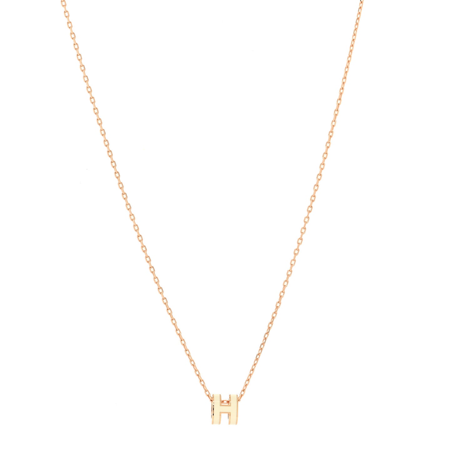 Lacquered Rose Gold Mini Pop H Pendant Necklace White