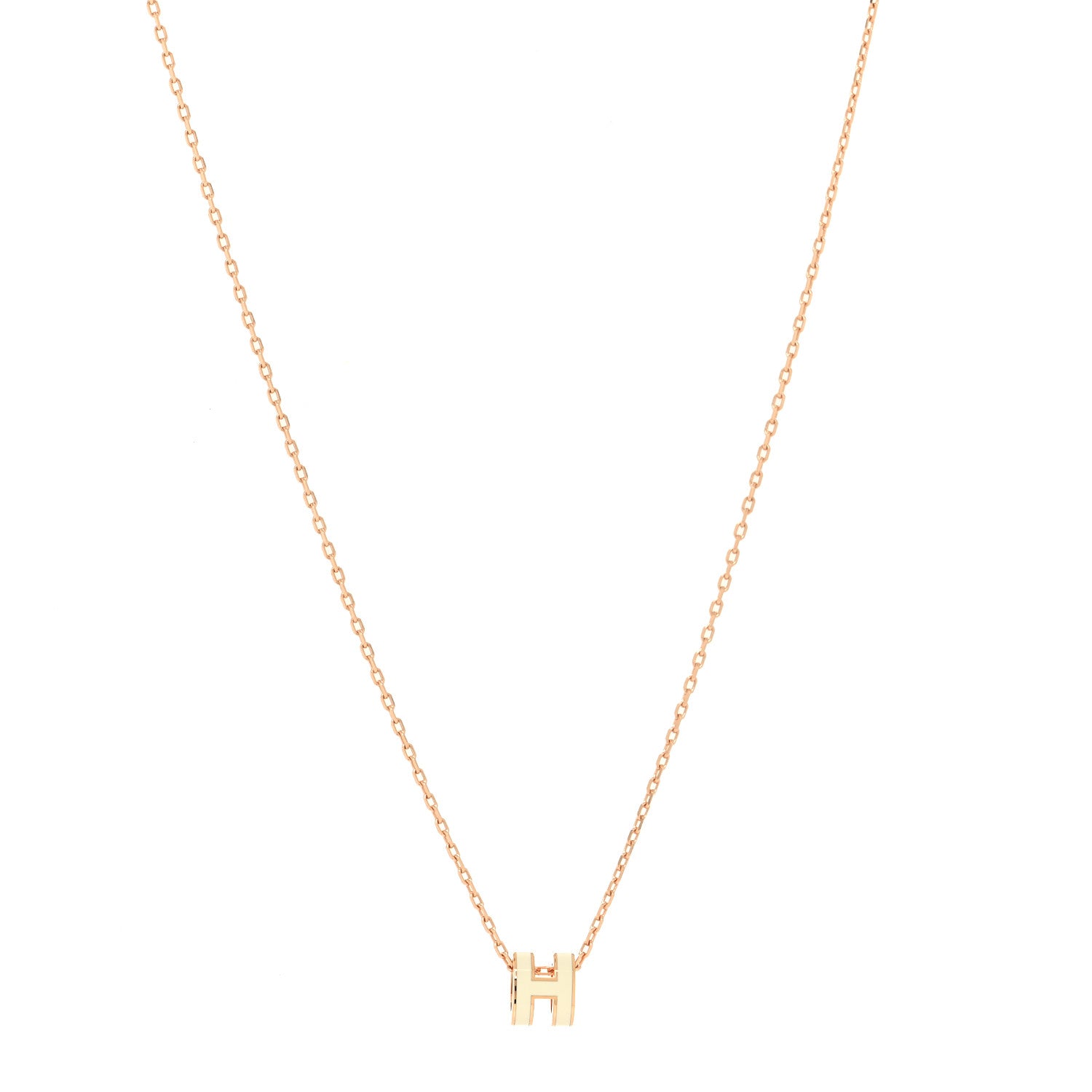 Hermes Lacquered Rose Gold Mini Pop H Pendant Necklace White 2 of 5