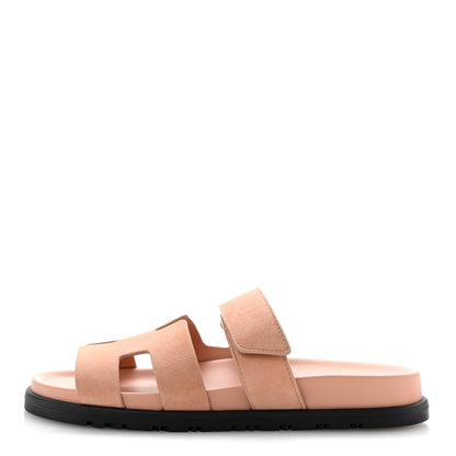 Hermes Suede Goatskin Womens Chypre Sandals 37 Rose Aube 1 of 10