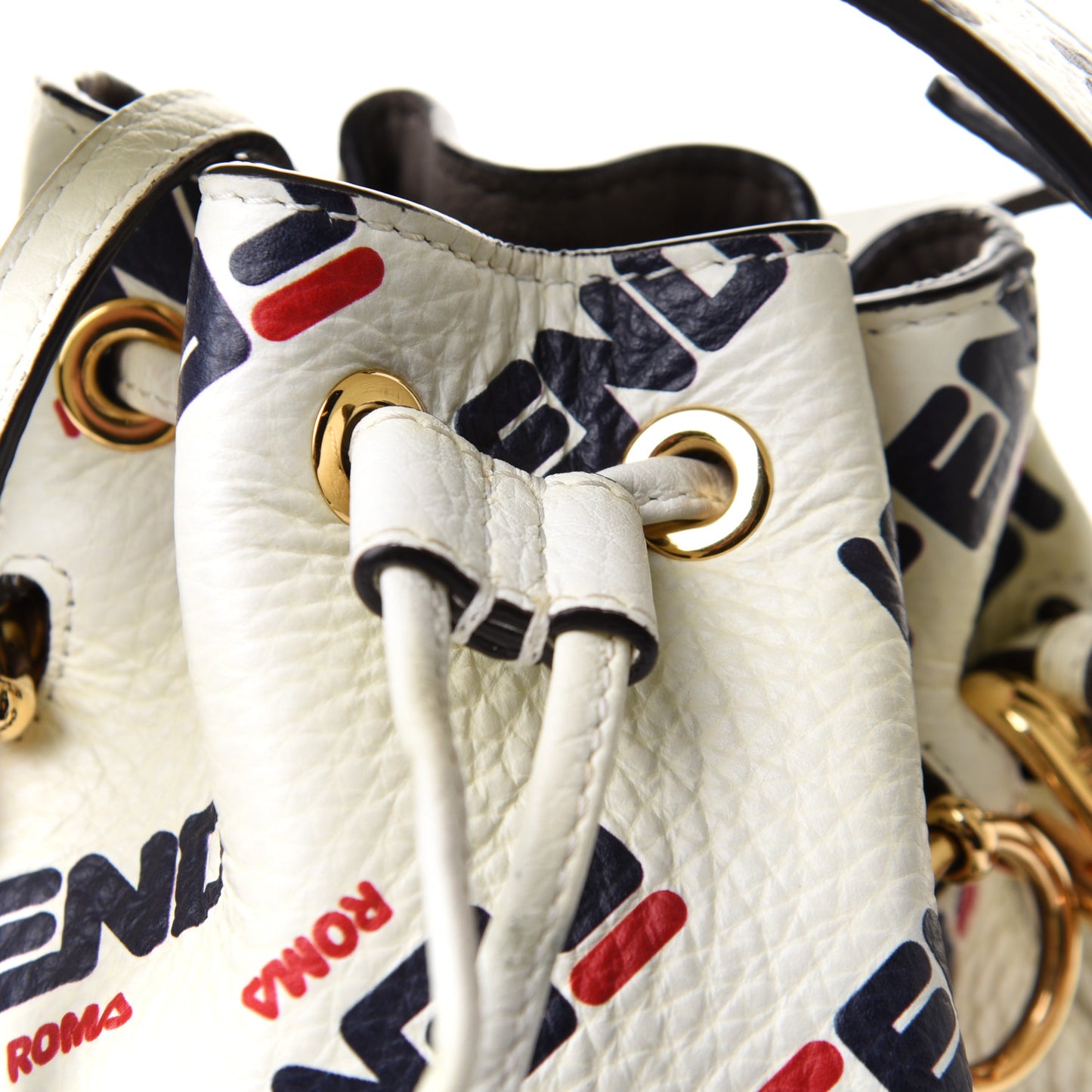 X FILA Vitello F is Fendi Mania Mini Mon Tresor Bucket Bag White