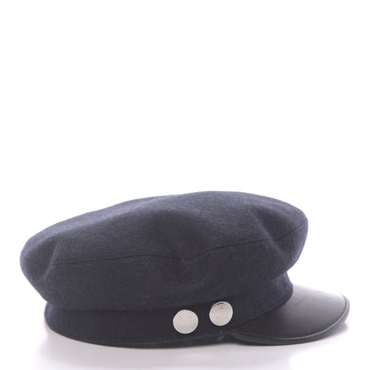 Hermes Glossy Lambskin Wool Womens Vauban Cap 57 Marine Black 4 of 8