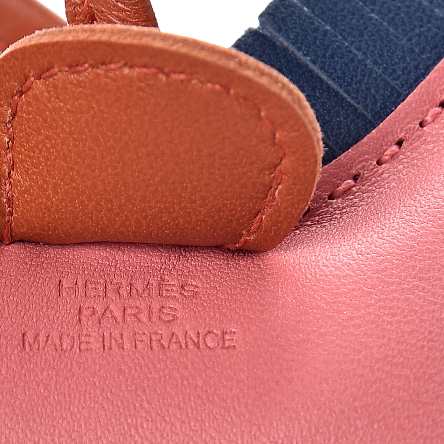 Hermes Milo Lambskin Grigri Rodeo Bag Charm PM Rose Azalee Cornaline Bleu De Malte 3 of 4